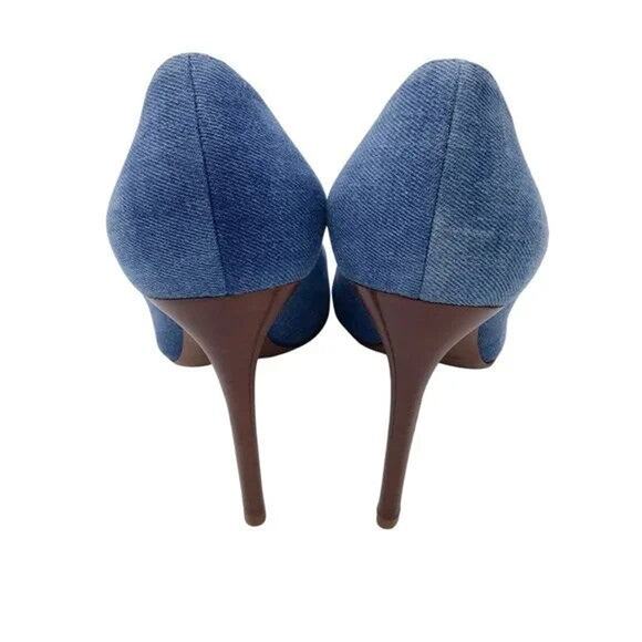 Ralph Lauren Blue Celia Pointed Toe Denim Pumps Heels - 41B - Picture 5 of 6